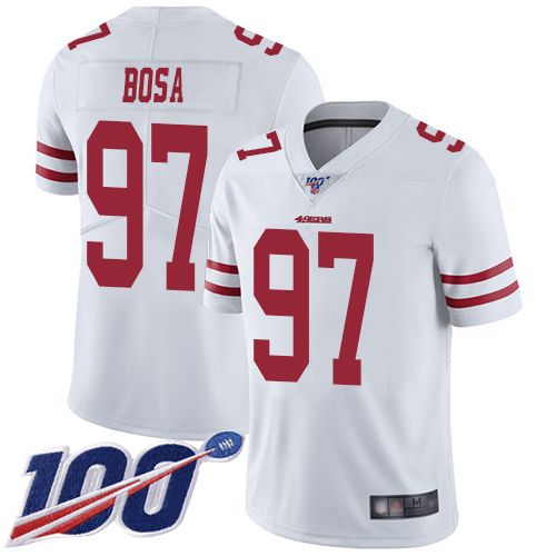 San Francisco 49ers Limited White Men Nick Bosa Road NFL Jersey 97 100th Season Vapor Untouchable